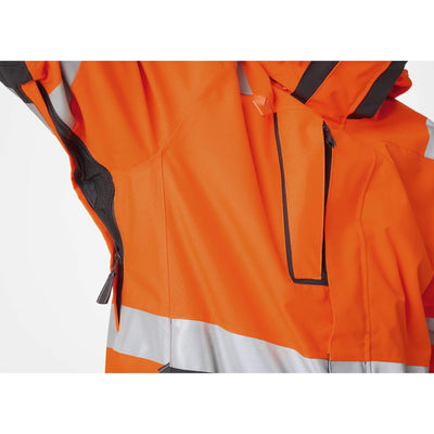 Helly Hansen Alna 2.0 Hi Vis Waterproof Shell Jacket Orange/Ebony Feature 3#colour_orange-ebony