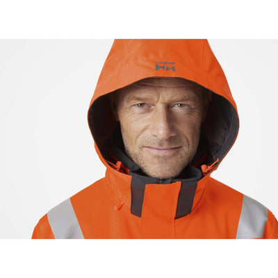 Helly Hansen Alna 2.0 Hi Vis Waterproof Shell Jacket Orange/Ebony Feature 4#colour_orange-ebony