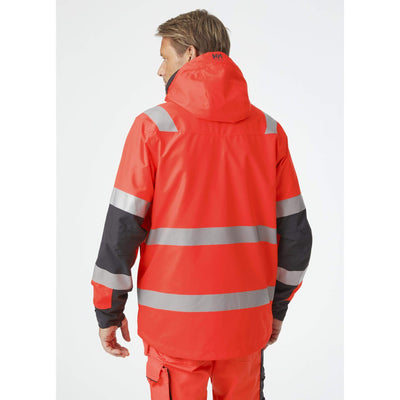 Helly Hansen Alna 2.0 Hi Vis Waterproof Shell Jacket Red/Ebony OnBody 2#colour_red-ebony