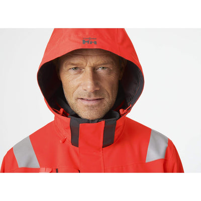 Helly Hansen Alna 2.0 Hi Vis Waterproof Shell Jacket Red/Ebony Feature 4#colour_red-ebony
