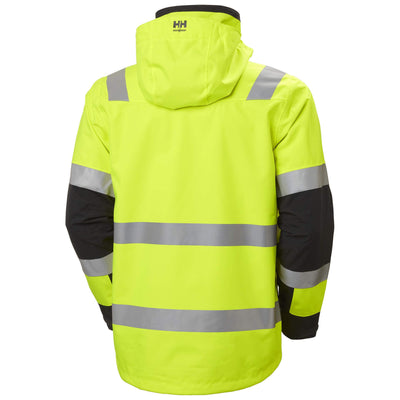 Helly Hansen Alna 2.0 Hi Vis Waterproof Shell Jacket Yellow/Ebony Back#colour_yellow-ebony