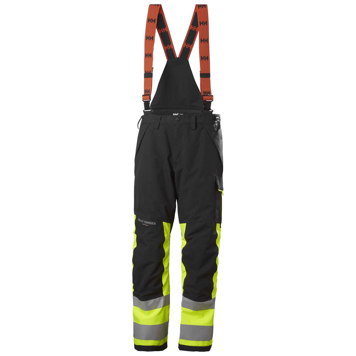 Helly Hansen Alna 2.0 Hi Vis Winter Insulated Bib and Brace Trousers Class 1 Yellow/Ebony 1 Front 
