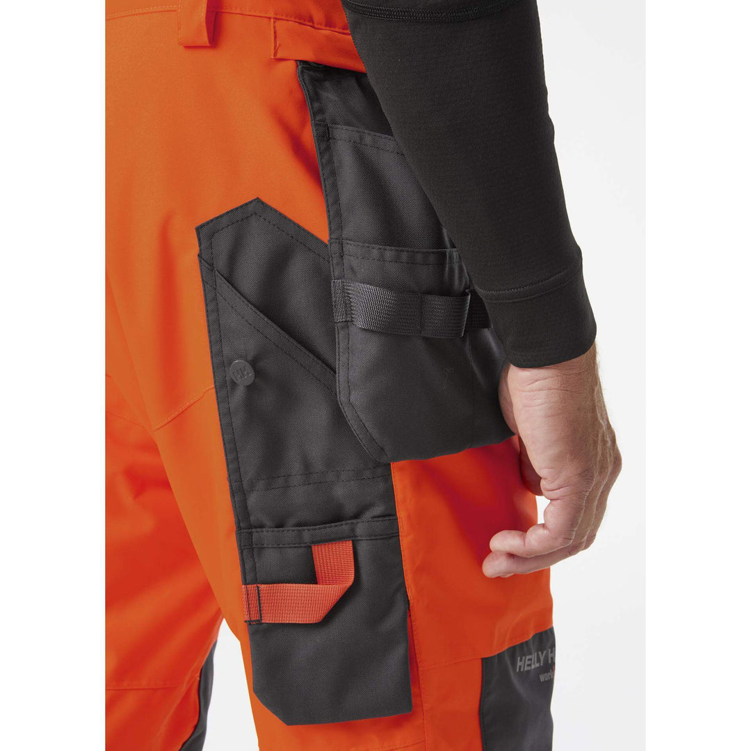 Helly Hansen Alna 2.0 Hi Vis Winter Insulated Construction Bib and Brace Trousers Class 2 Orange/Ebony 6 Feature 2#colour_orange-ebony