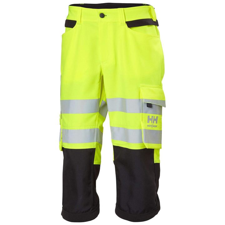 Helly Hansen Alna 4X Connect Hi-Vis 4-Way-Stretch Pirate Trousers Yellow/Ebony Front#colour_yellow-ebony