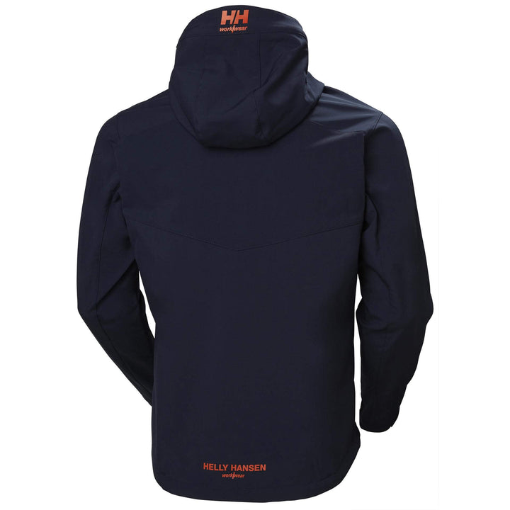 Helly Hansen Chelsea Evolution Hooded Softshell Jacket Navy 2 Rear #colour_navy