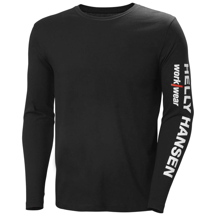 Helly Hansen Classic HH Logo Longsleeve Shirt Black Front #colour_black