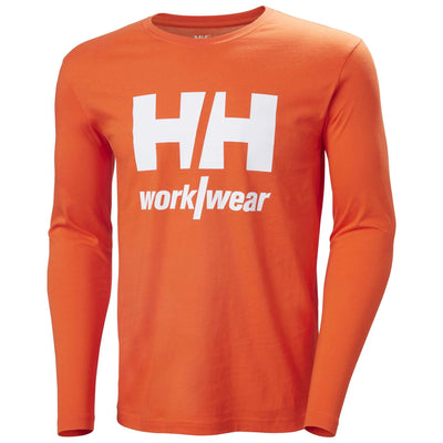 Helly Hansen Classic HH Logo Longsleeve Shirt Dark Orange Front #colour_dark-orange