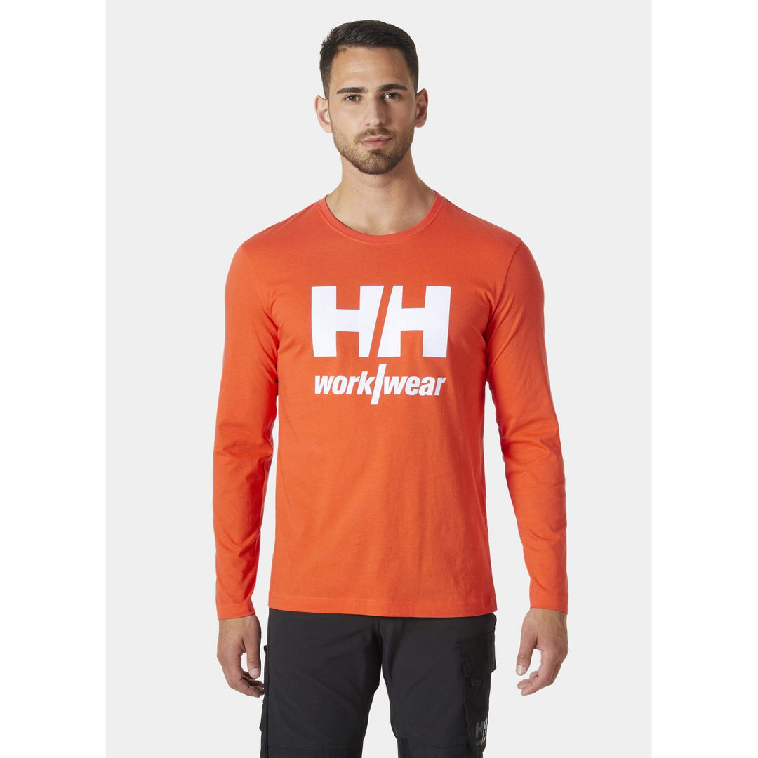 Helly Hansen Classic HH Logo Longsleeve Shirt Dark Orange OnBody 1 #colour_dark-orange