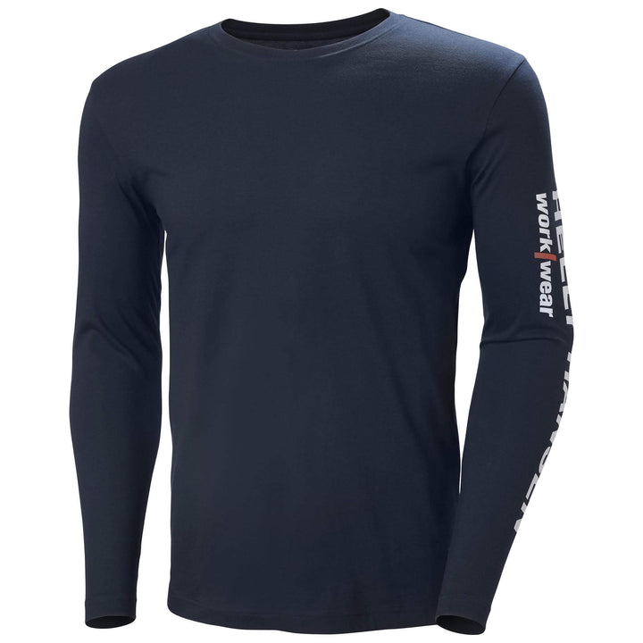 Helly Hansen Classic HH Logo Longsleeve Shirt Navy Front #colour_navy