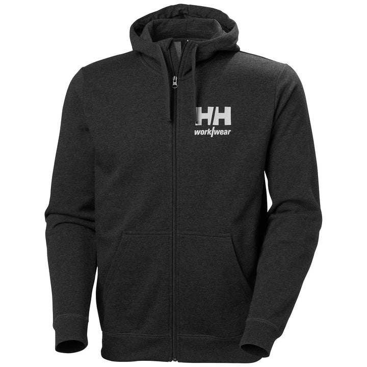 Helly Hansen Classic HH Logo Zip Hoodie Black Melange Front#colour_black-melange