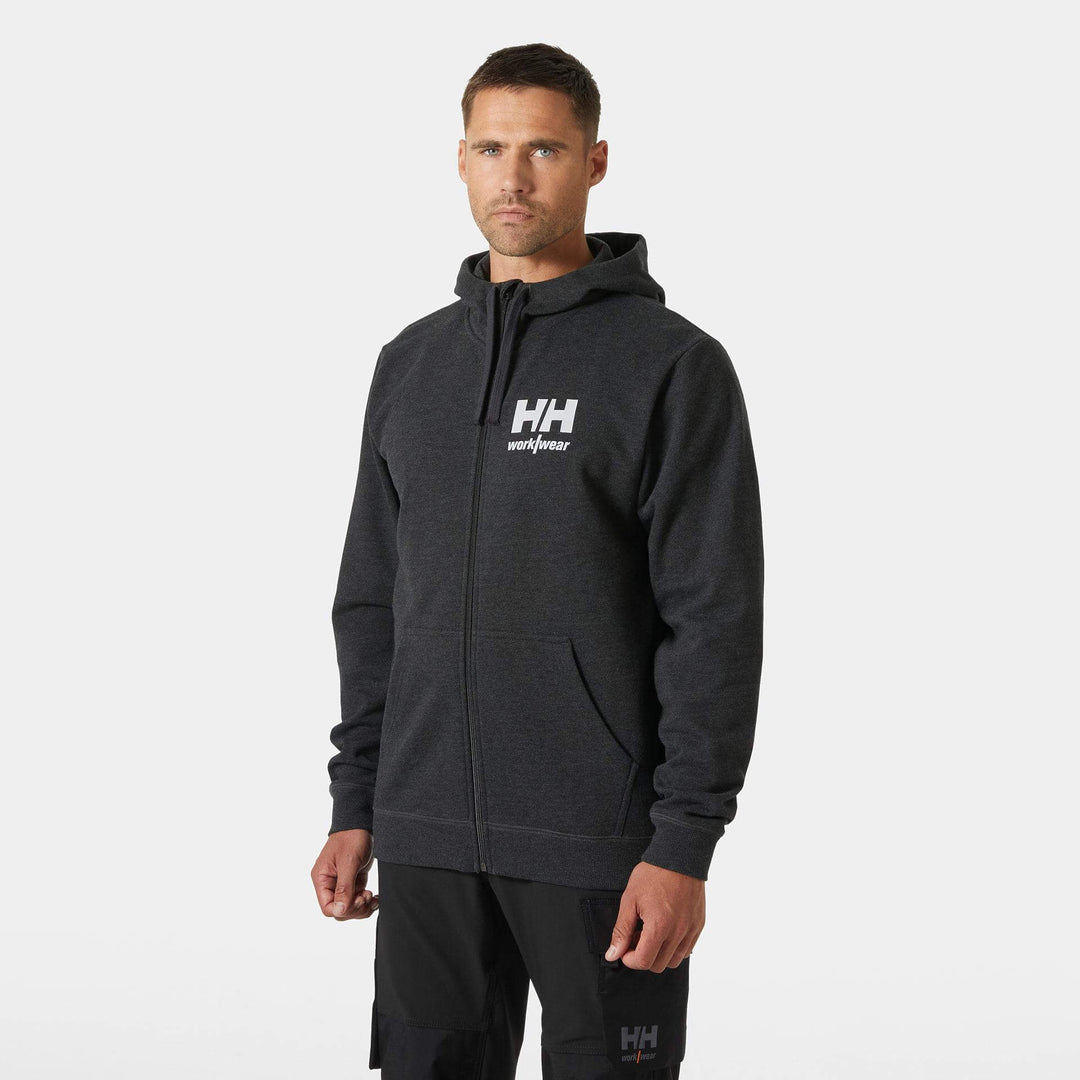 Helly Hansen Classic HH Logo Zip Hoodie Black Melange OnBody 1#colour_black-melange