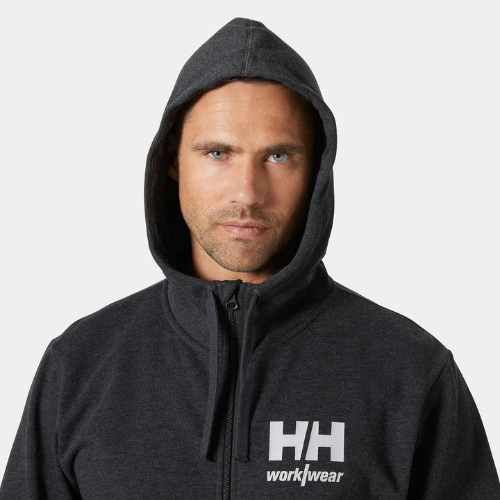 Helly Hansen Classic HH Logo Zip Hoodie Black Melange Feature 1#colour_black-melange