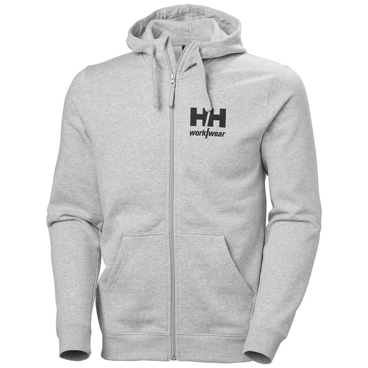 Helly Hansen Classic HH Logo Zip Hoodie Light Grey Melange Front#colour_light-grey-melange