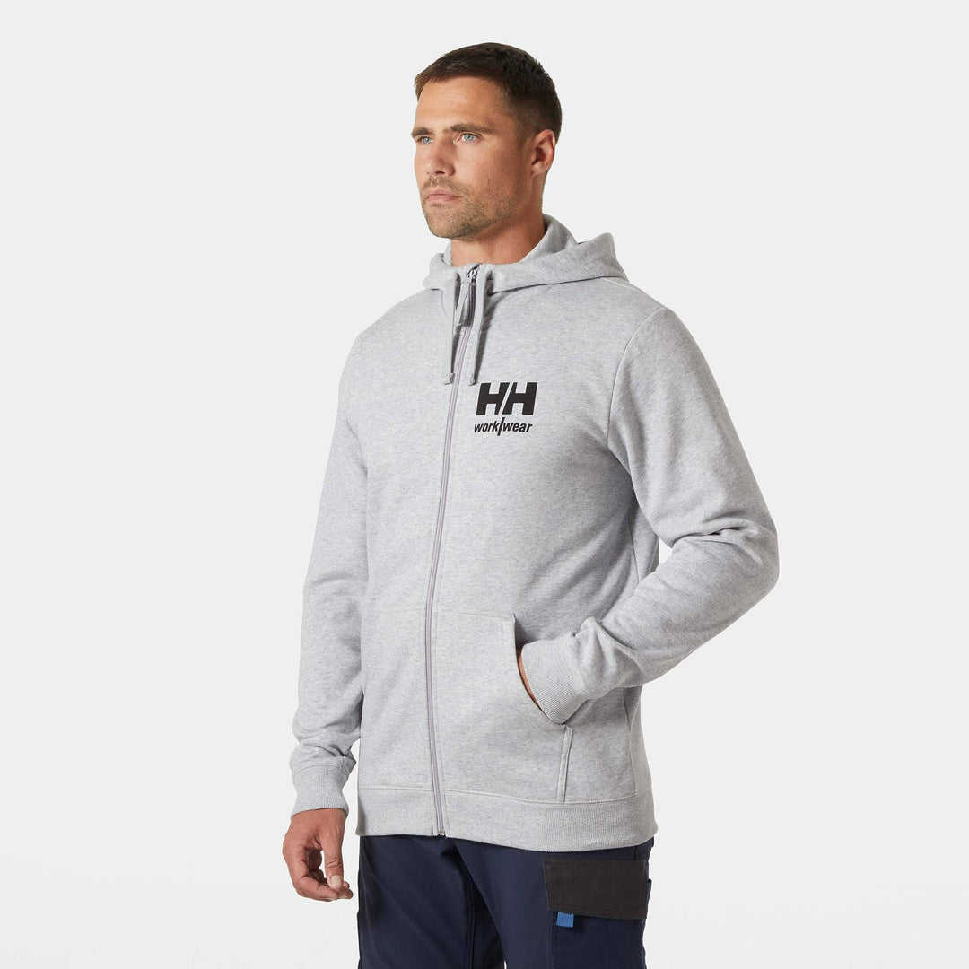 Helly Hansen Classic HH Logo Zip Hoodie Light Grey Melange OnBody 1#colour_light-grey-melange
