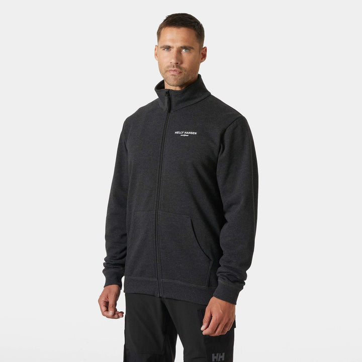 Helly Hansen Classic HH Logo Zip Sweatshirt Black Melange OnBody 1#colour_black-melange
