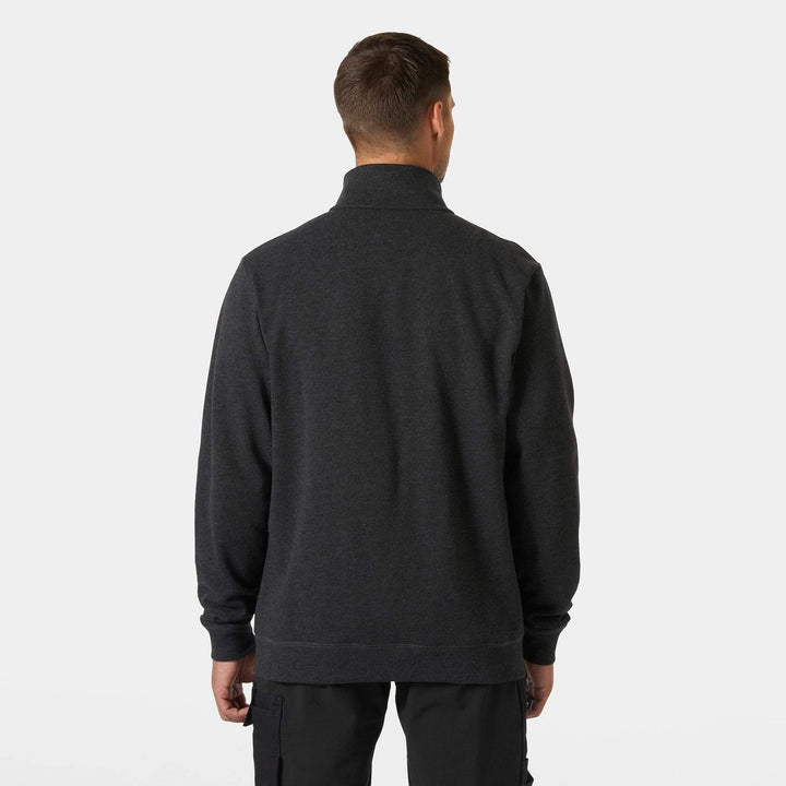 Helly Hansen Classic HH Logo Zip Sweatshirt Black Melange OnBody 2#colour_black-melange