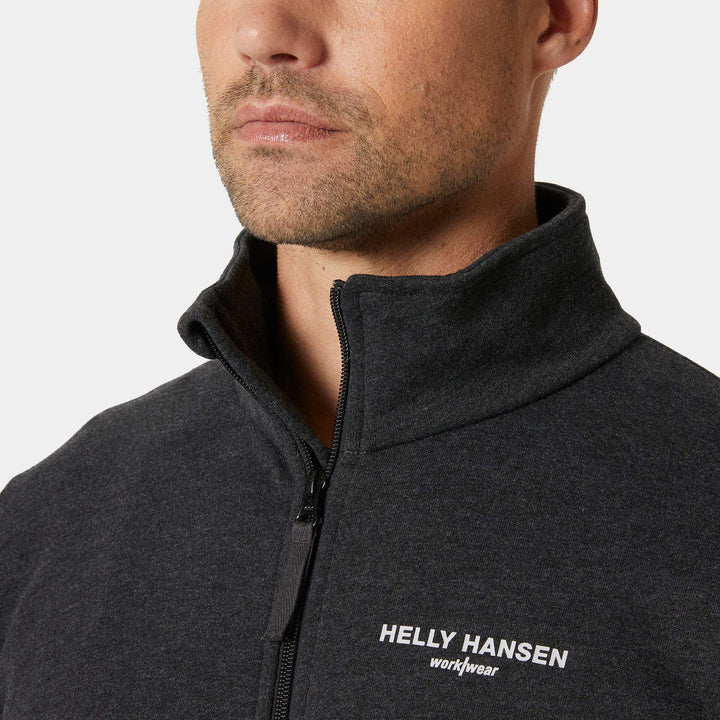 Helly Hansen Classic HH Logo Zip Sweatshirt Black Melange Feature 2#colour_black-melange