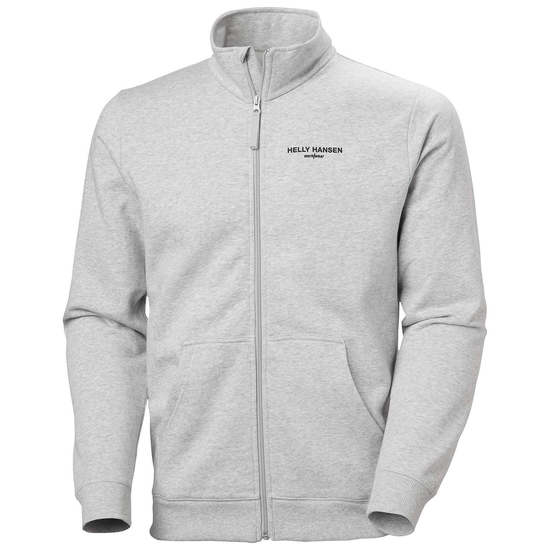 Helly Hansen Classic HH Logo Zip Sweatshirt Light Grey Melange Front#colour_light-grey-melange
