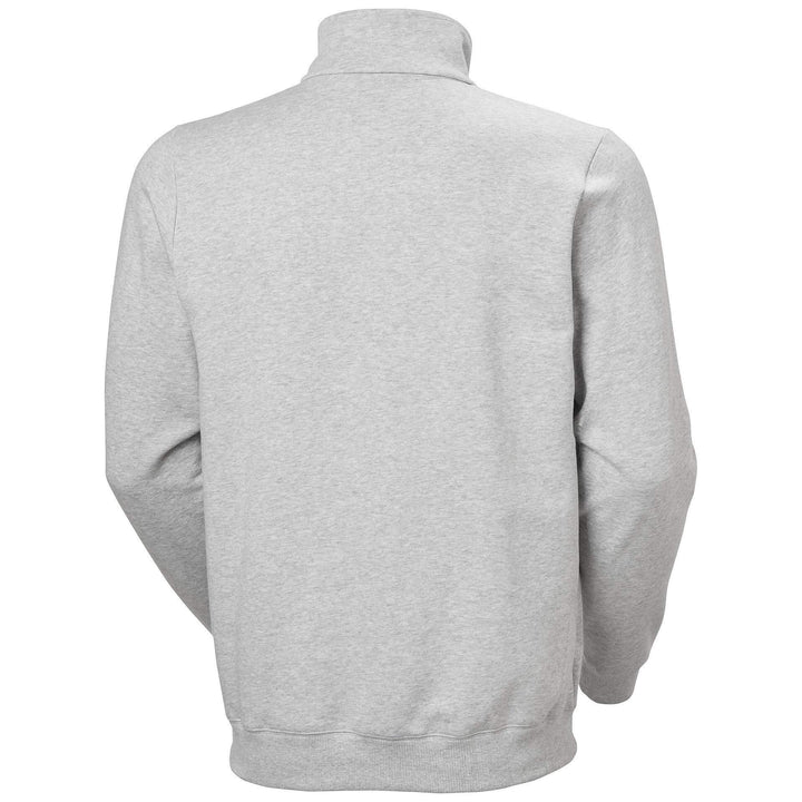 Helly Hansen Classic HH Logo Zip Sweatshirt Light Grey Melange Back#colour_light-grey-melange