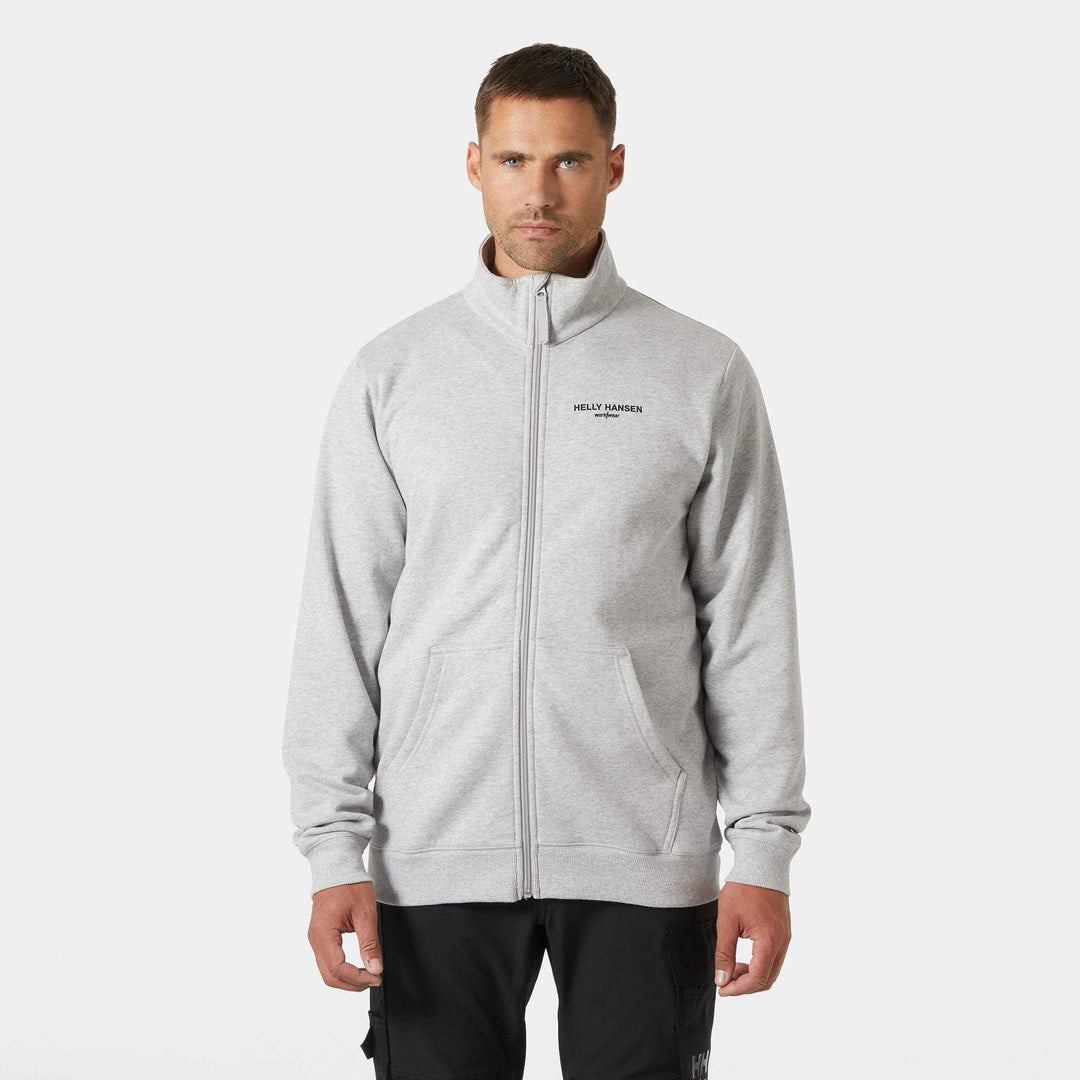 Helly Hansen Classic HH Logo Zip Sweatshirt Light Grey Melange OnBody 1#colour_light-grey-melange