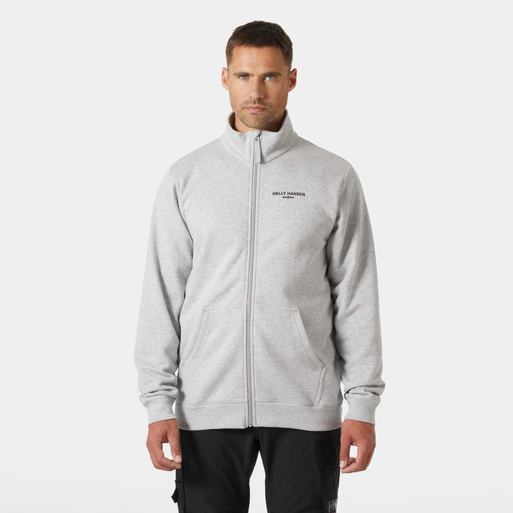 Helly Hansen Classic HH Logo Zip Sweatshirt Light Grey Melange OnBody 1#colour_light-grey-melange