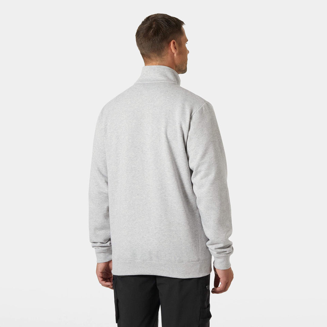 Helly Hansen Classic HH Logo Zip Sweatshirt Light Grey Melange OnBody 2#colour_light-grey-melange