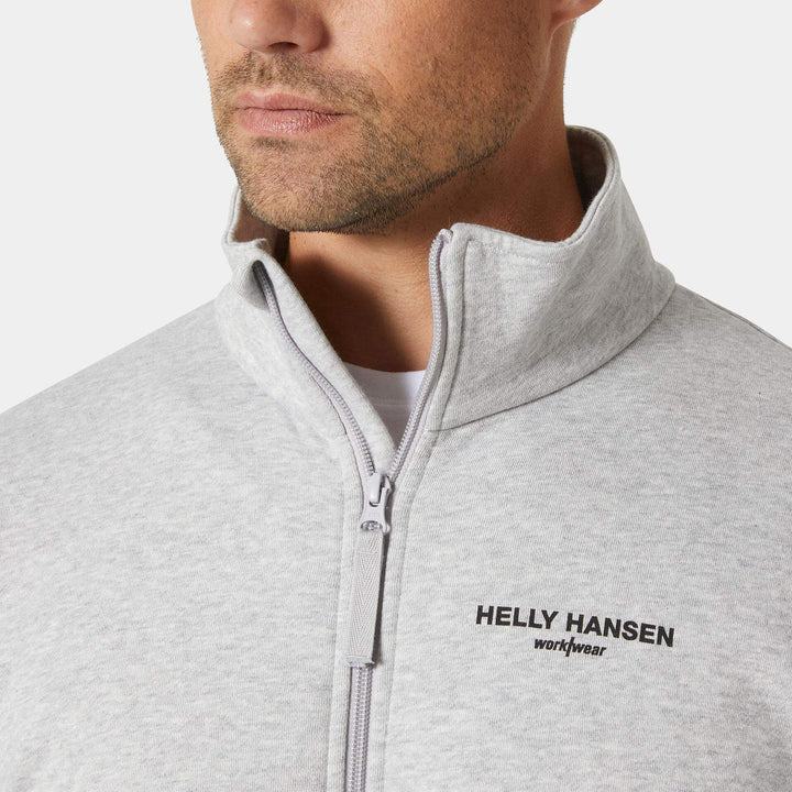 Helly Hansen Classic HH Logo Zip Sweatshirt Light Grey Melange Feature 1#colour_light-grey-melange