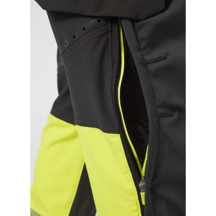 Helly Hansen ICU BRZ Hi Vis Service Work Trousers Class 1 Yellow/Ebony 5 Feature 1#colour_yellow-ebony