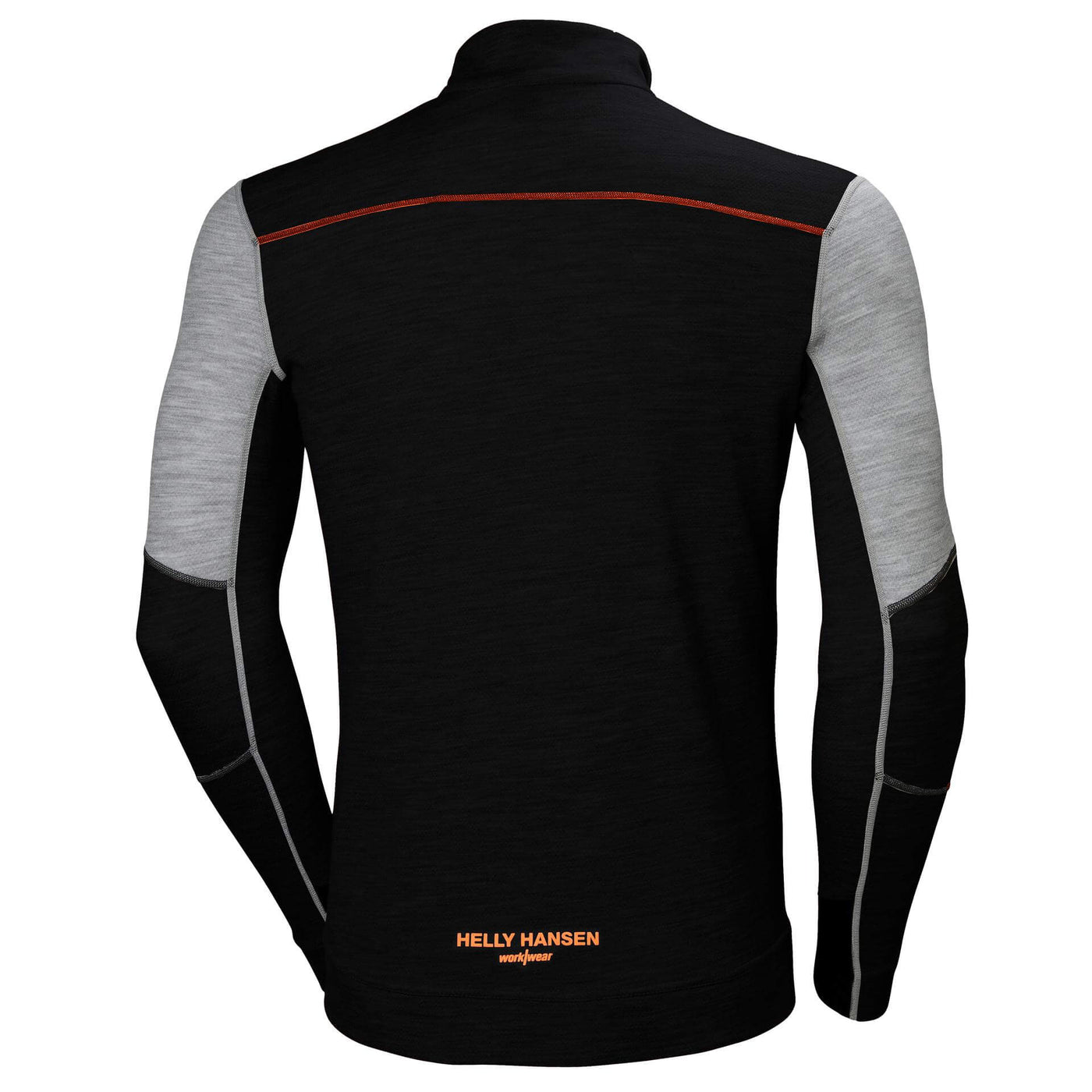 Helly Hansen Lifa Baselayer  Merino Half Zip Long Sleeve Shirt Grey Melange/Black 2 Rear #colour_grey-melange-black