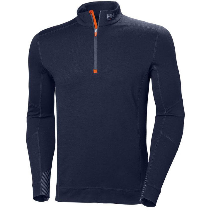 Helly Hansen Lifa Baselayer  Merino Half Zip Long Sleeve Shirt Navy 1 Front 