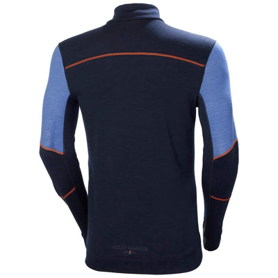 Helly Hansen Lifa Baselayer  Merino Half Zip Long Sleeve Shirt Navy/Stone Blue 2 Rear #colour_navy-stone-blue