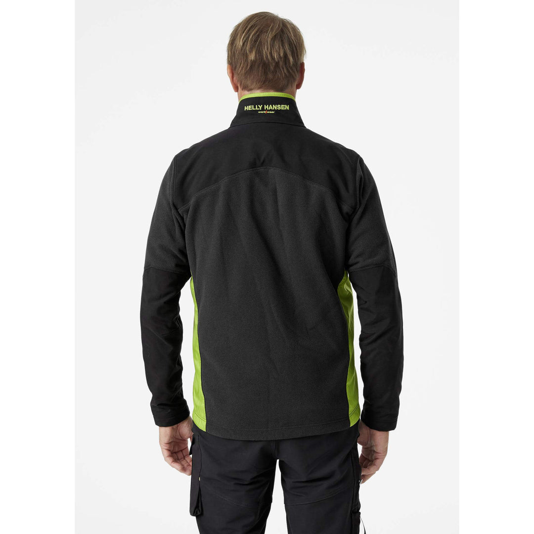 Helly Hansen Magni Fleece Jacket Black/Dark Lime 4 On Body 2#colour_black-dark-lime