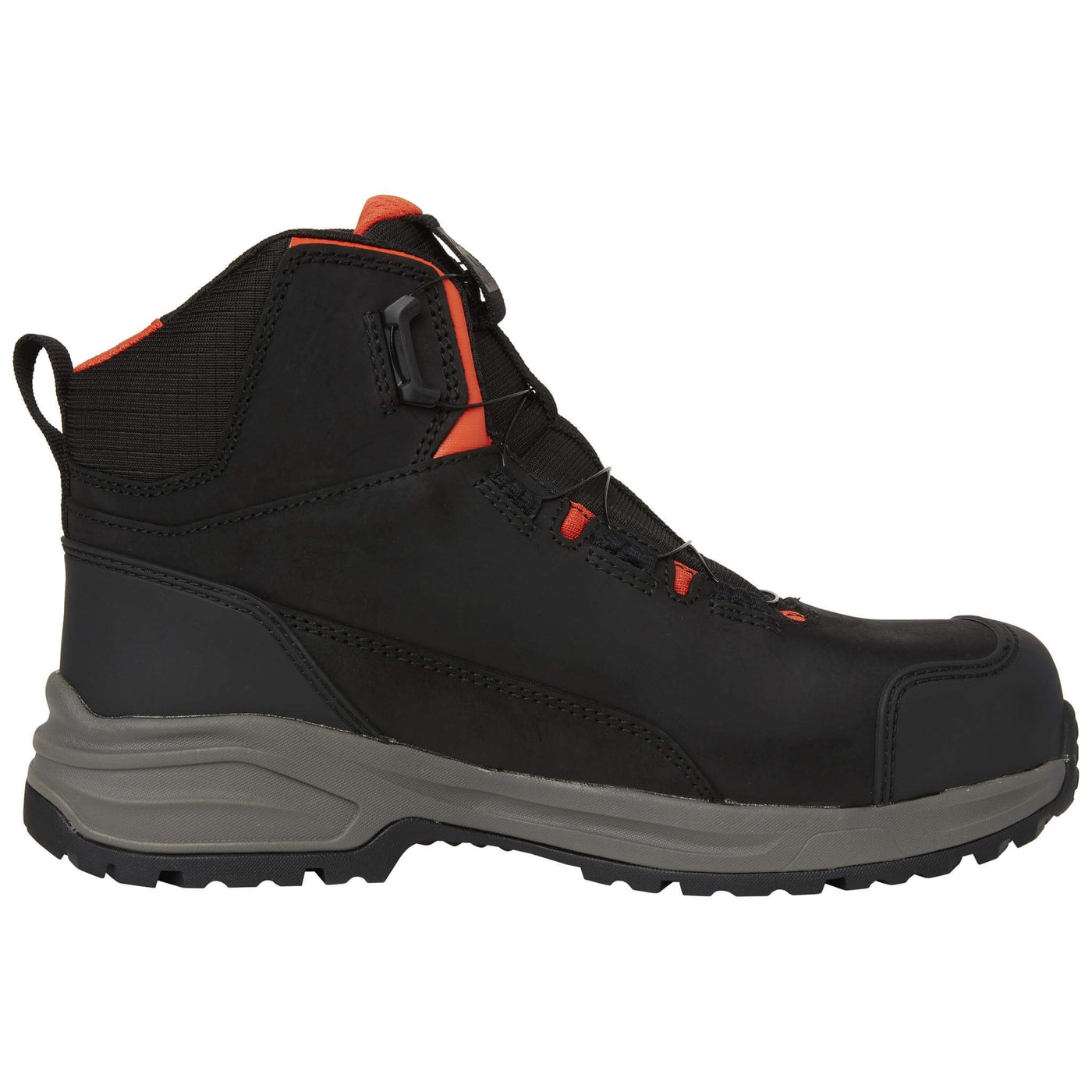 Helly Hansen Manchester LTR Mid Boa S7L HT Waterproof Lightweight Metal-Free Safety Boots Black/Grey Side#colour_black-grey