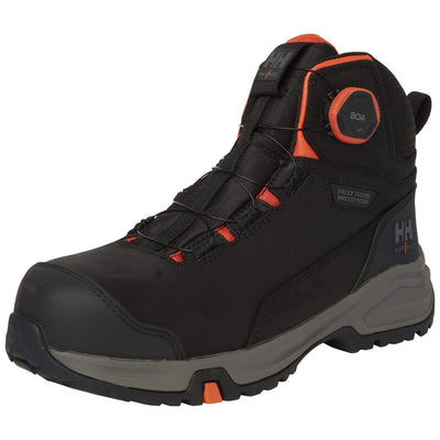 Helly Hansen Manchester LTR Mid Boa S7L HT Waterproof Lightweight Metal-Free Safety Boots Black/Grey Angle#colour_black-grey