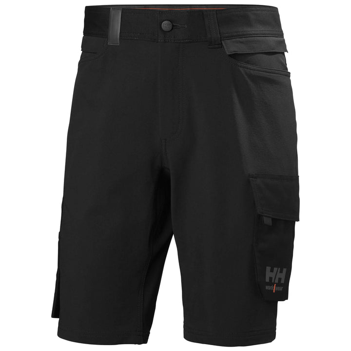 Helly Hansen Oxford 4X HH Connect Lighteight 4-Way-Stretch Work Shorts Black Front#colour_black