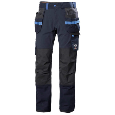 Helly Hansen Oxford 4X Stretch Construction Trousers Navy/Ebony 1 Front #colour_navy-ebony