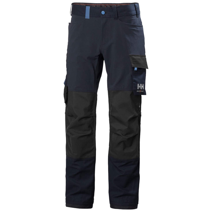 Helly Hansen Oxford 4X Stretch Work Trousers Navy/Ebony 1 Front #colour_navy-ebony