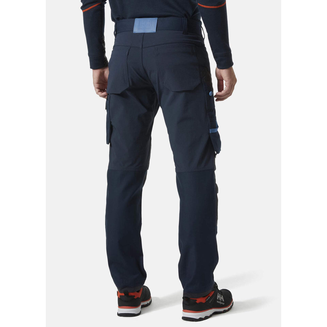 Helly Hansen Oxford 4X Stretch Work Trousers Navy/Ebony OnBody 2#colour_navy-ebony