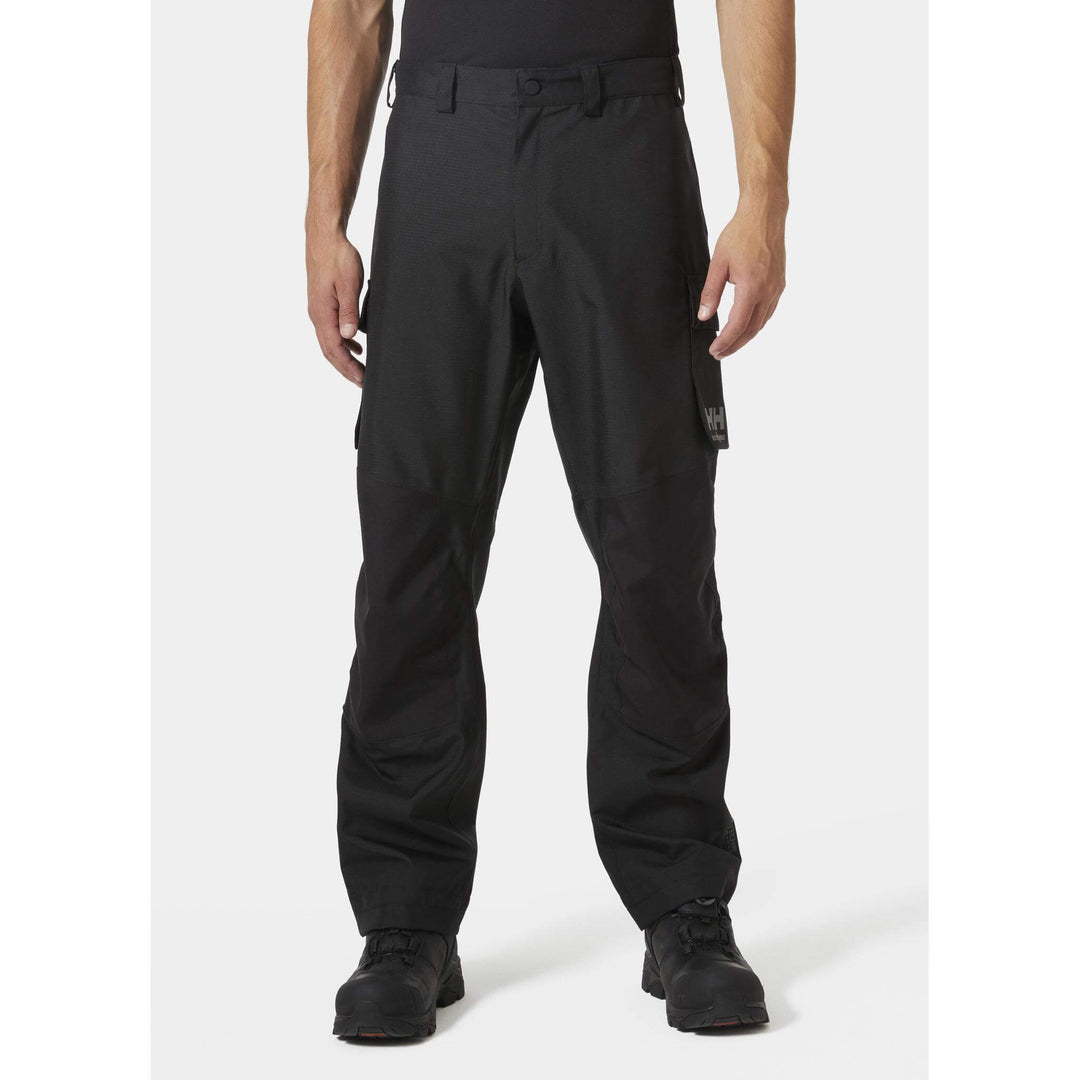 Helly Hansen Oxford Lightweight Waterproof Shell Pants Black OnBody 1#colour_black