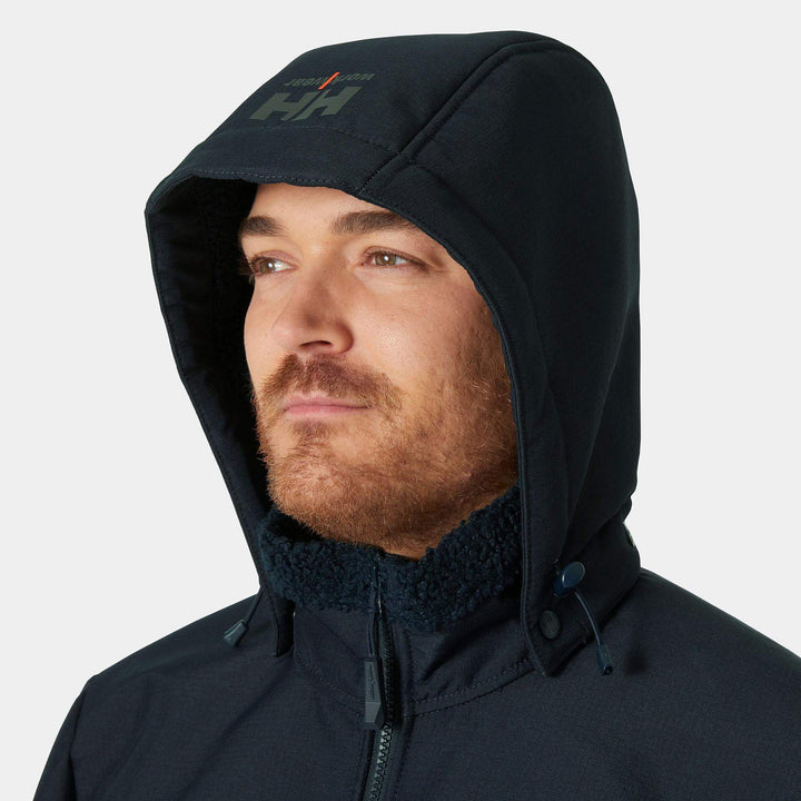 Helly Hansen Oxford Winter Softshell Jacket with Detachable Hood Navy Feature 1#colour_navy