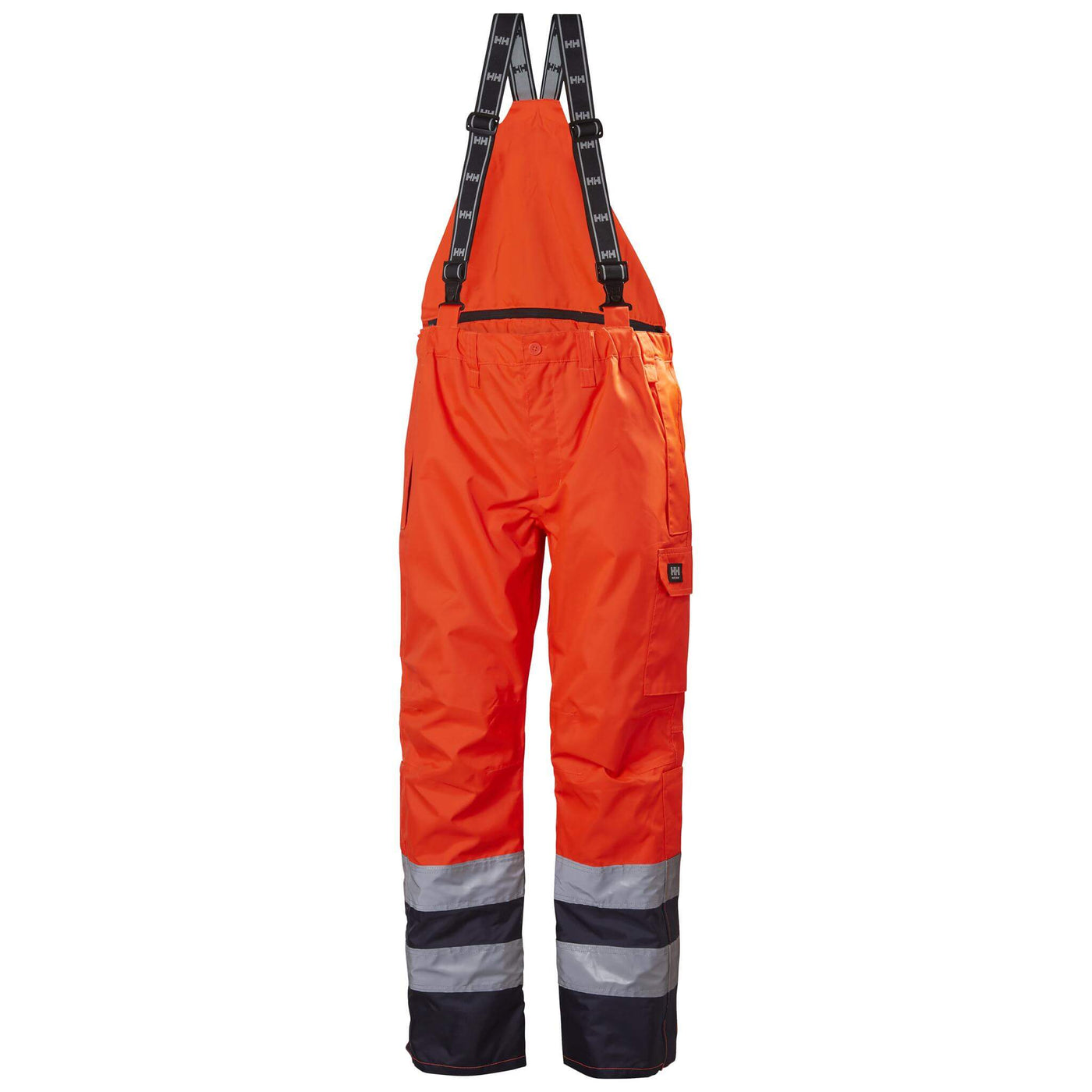 Helly Hansen Potsdam Hi Vis Waterproof Pants Hi-Vis Orange/Navy Front#colour_hi-vis-orange-navy