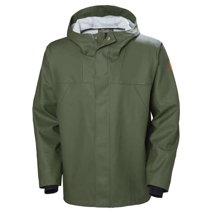 Helly Hansen Storm Rain Jacket Army Green Front#colour_army-green