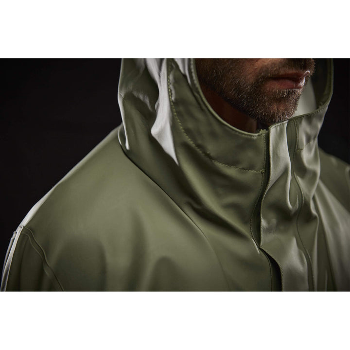 Helly Hansen Storm Rain Jacket Army Green Detail 2#colour_army-green