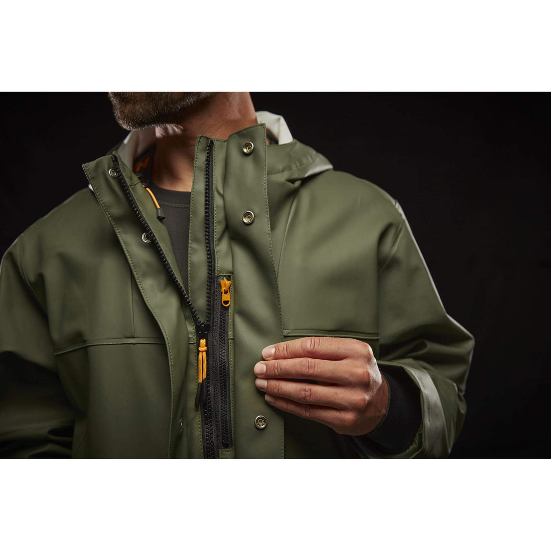 Helly Hansen Storm Rain Jacket Army Green Detail 3#colour_army-green