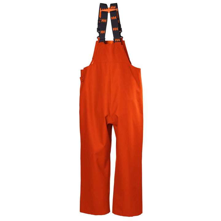 Helly Hansen Storm Waterproof Rain Bib and Brace Pants Orange/Black Back#colour_orange-black