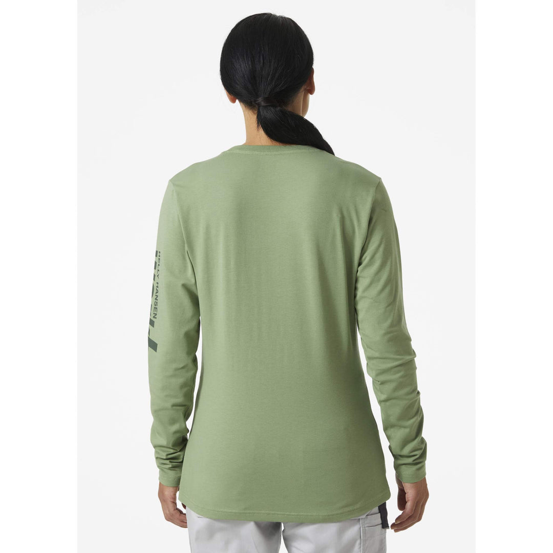 Helly Hansen W Womens HH Logo Longsleeve Shirt Jade OnBody 2#colour_jade