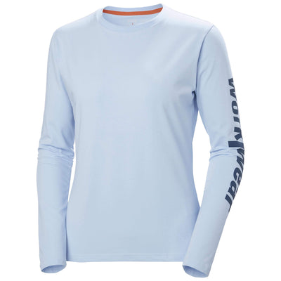 Helly Hansen W Womens HH Logo Longsleeve Shirt Pinnacle Blue Front#colour_pinnacle-blue