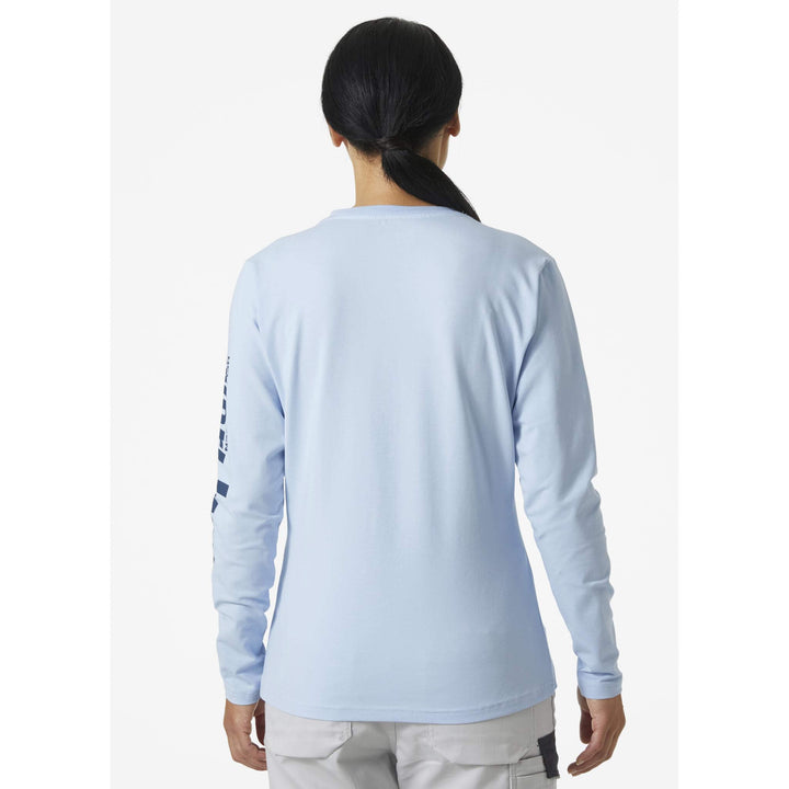 Helly Hansen W Womens HH Logo Longsleeve Shirt Pinnacle Blue OnBody 2#colour_pinnacle-blue