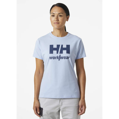 Helly Hansen W Womens HH Logo T-Shirt Pinnacle Blue OnBody 1#colour_pinnacle-blue