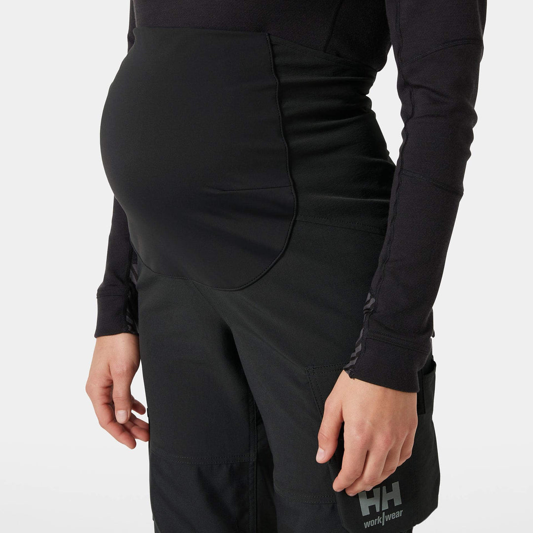 Helly Hansen Womens Alna 4X Hi-Vis 4-Way-Stretch Maternity Work Trousers Class 1 Yellow/Ebony Feature 2#colour_yellow-ebony